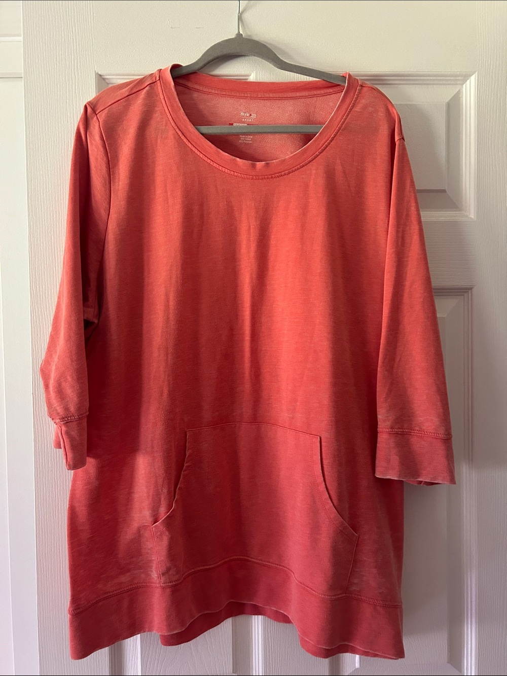 Style & Co. Coral Scoop-Neck Pullover with Front Pocket